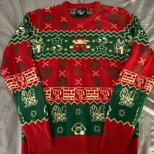Nintendo Festive Red and Green Crewneck Sweater